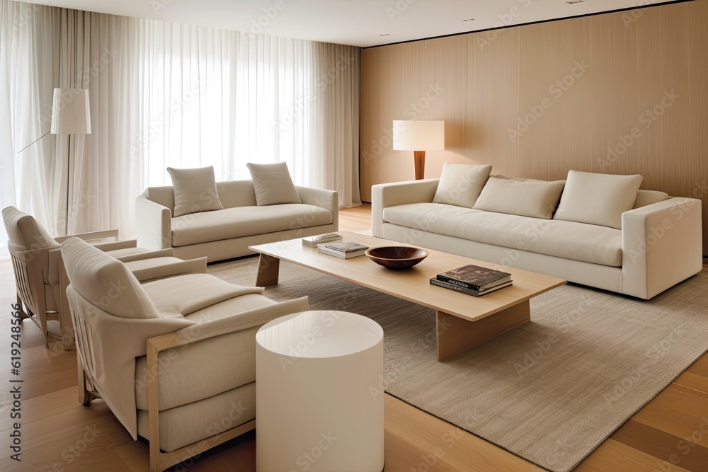 Fototapeta premium cozy living room with natural lighting and comfortable furniture