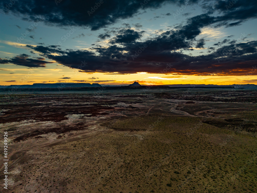 Golden sunset in the Utah desert landscape