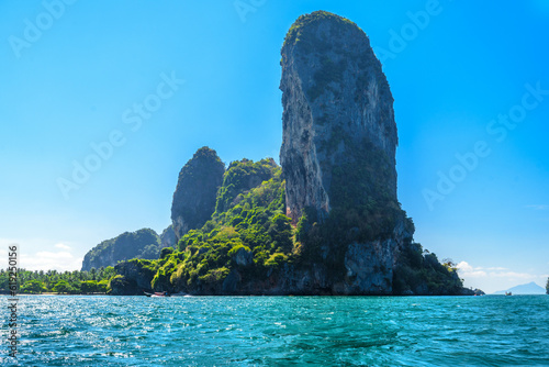 Cliff rock in azure water, Ko Rang Nok, Ao Phra Nang Beach, Ao Nang, Krabi, Thailand