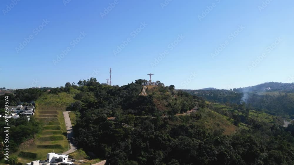 Aerial view of the city of Amparo located in the interior of São Paulo, crossed by the Camanducaia River. City considered hydromineral resort. July 2023. Aerial view of the city of Amparo located in the interior of São Paulo, crossed by the Camanducaia River. City considered hydromineral resort. July 2023.