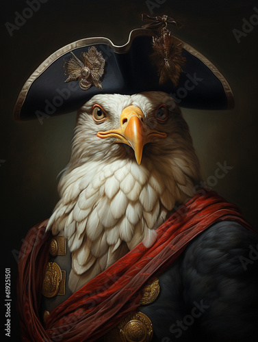 An Oil Painting Portrait of a Seagull Dressed Up as a Pirate | Generative AI