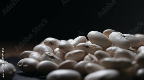 beans on a black background food red bean generative ai