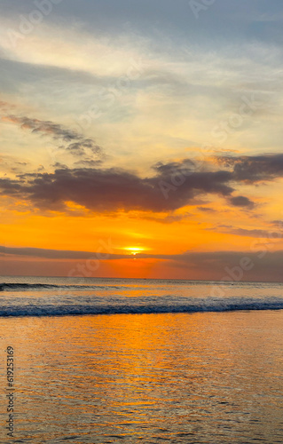 Sunset at Legian beach in Bali Indonesia