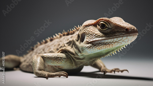 close up of iguana lizard reptile animal green generative ai