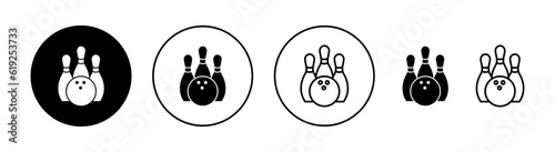 Bowling icon set for web and mobile app. bowling ball and pin sign and symbol.
