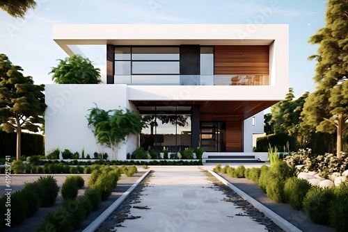 A modern cozy house with pool and parking for sale or rent ai generated © Gorilla Studio