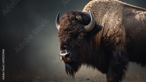 american bison isolated on black background buffalo animal mammal wildlife generative ai