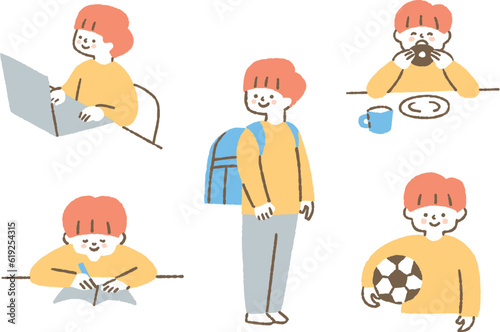 小学生の男の子の日常_セット_色