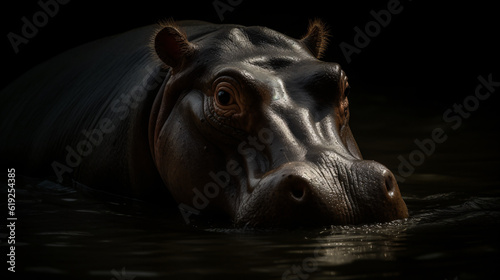 hippopotamus hippo animal mammal wildlife generative ai © KWY