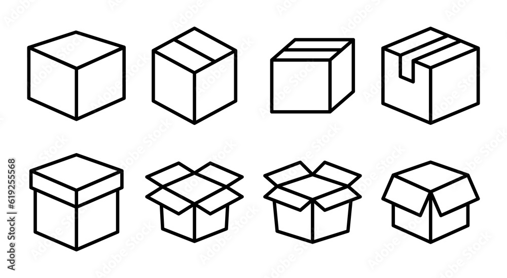 Box icon set illustration. box sign and symbol, parcel, package