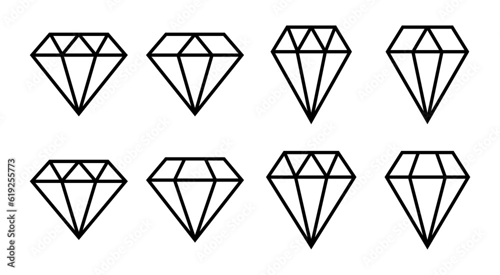 Diamond icon set illustration. diamond gems sign and symbol Diamond icon set illustration. diamond gems sign and symbol