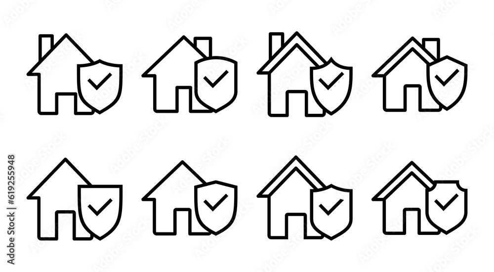 Obraz premium home insurance icon set illustration. home protection sign and symbol