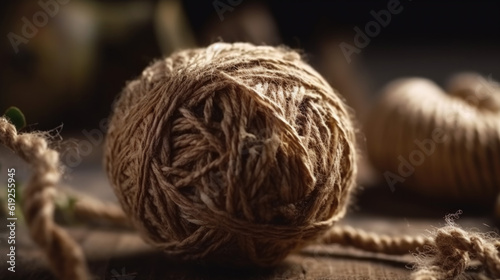close up of a ball of yarn thread. Generative AI