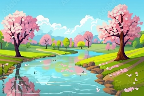serene river flowing through a picturesque countryside landscape