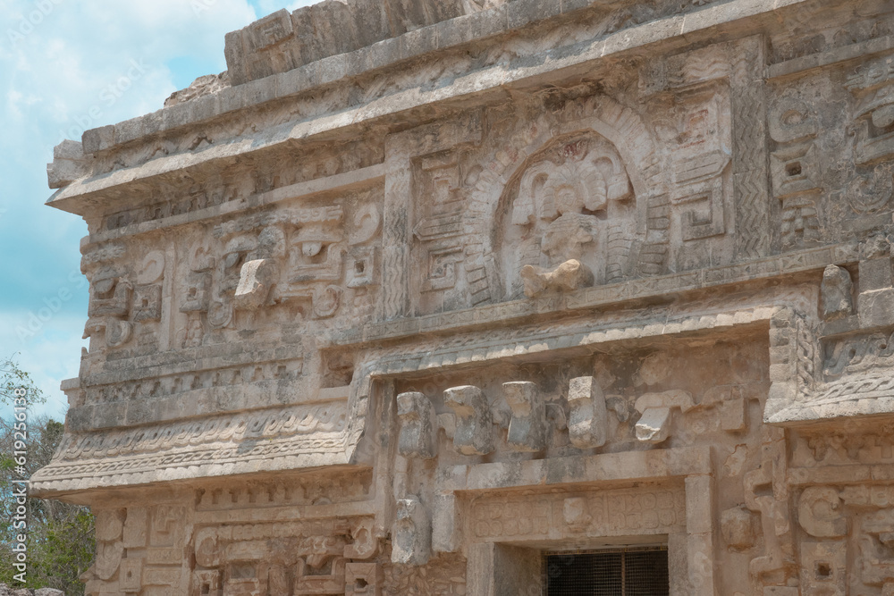 The church of the archaeological ruins of Chichen Itza in the Yucatan peninsula Mexico