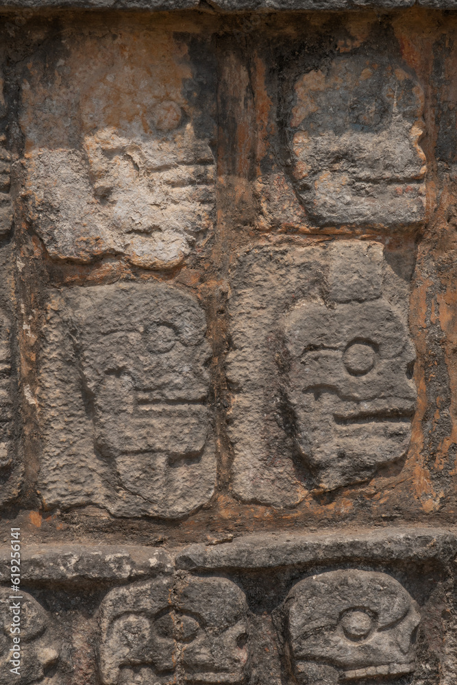 Platform of the skulls of the archaeological ruins of Chichen Itza in the Yucatan peninsula of Mexico
