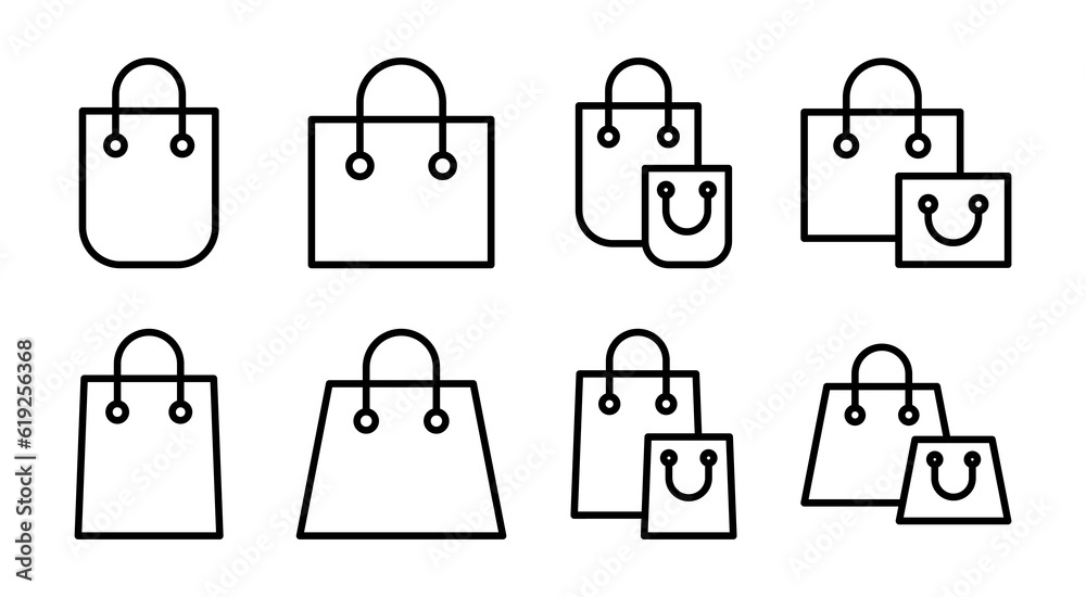 Shopping bag icon set illustration. shopping sign and symbol Shopping bag icon set illustration. shopping sign and symbol