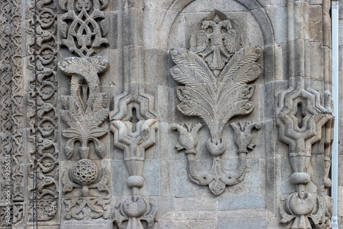 Erzurum Double Minaret Madrasa Stone Intricate Carvings ,Embellishments.Dragon, tree of life, eagle