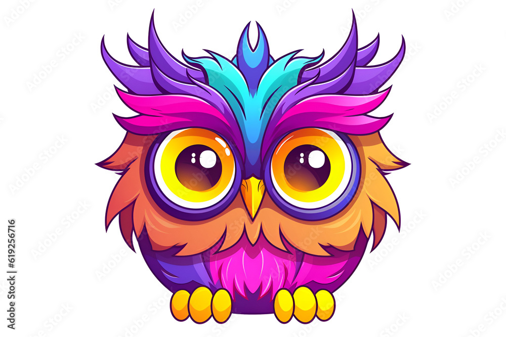 colorful owl illustration. Generative AI.
