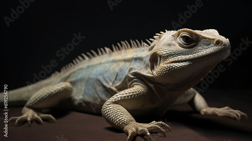 close up of iguana lizard reptile animal green generative ai