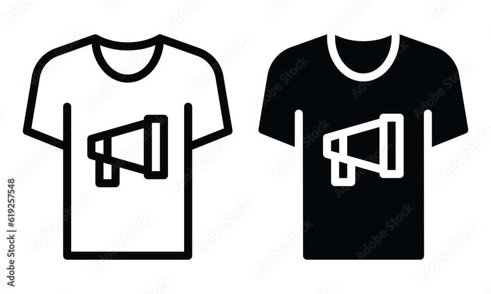 Advertisement on t-shirt icon with outline and glyph style. Advertisement on t-shirt icon with outline and glyph style.