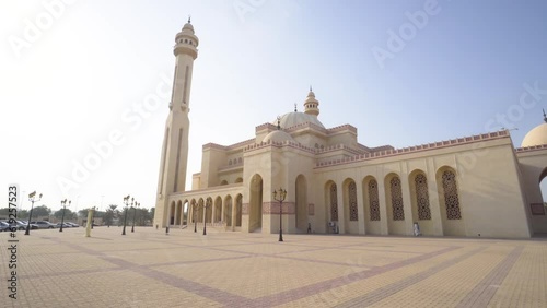 Travelling around the Al Fateh mosque with its large square, in Bahrain