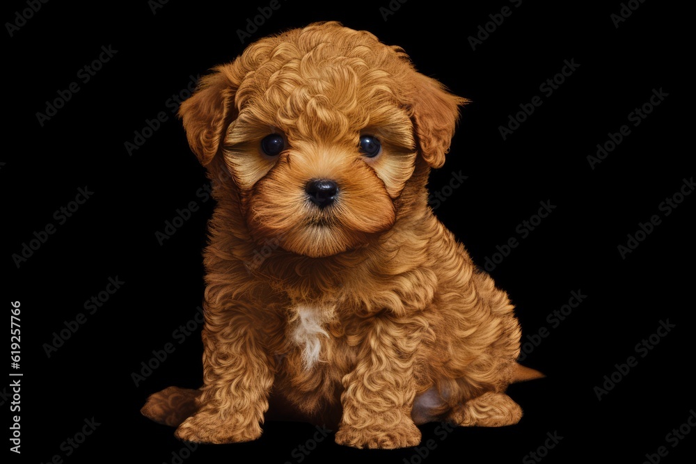 Cute Brown Dog Sitting on a Black Floor Cute Brown Dog Sitting on a Black Floor