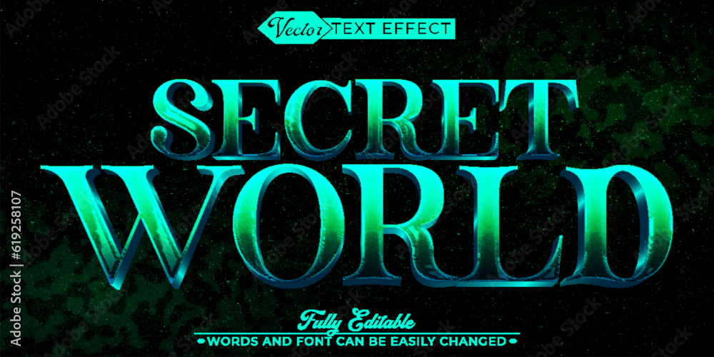 Cartoon Secret World Vector Editable Text Effect Template