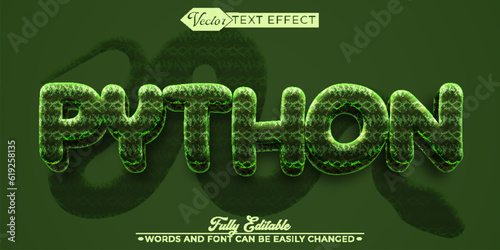 Green Python Skin Vector Editable Text Effect Template