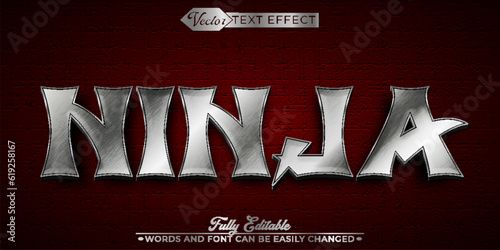 Silver Ninja Vector Editable Text Effect Template