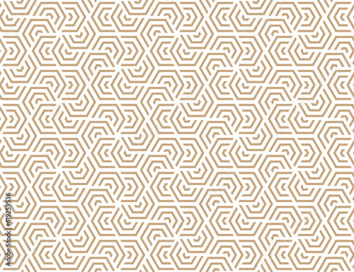 Luxury geometric seamless pattern with gold hexagon shape and line, png with transparent background.