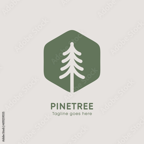 pine tree logo illutration line art