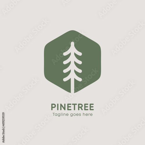 pine tree logo illutration line art
