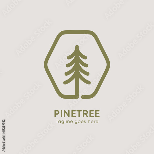 pine tree logo illutration line art