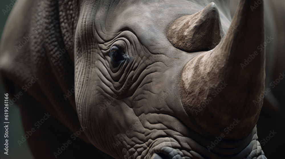 rhino head close up animal mammal wildlife horn generative ai