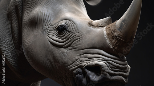 rhino head close up animal mammal wildlife horn generative ai