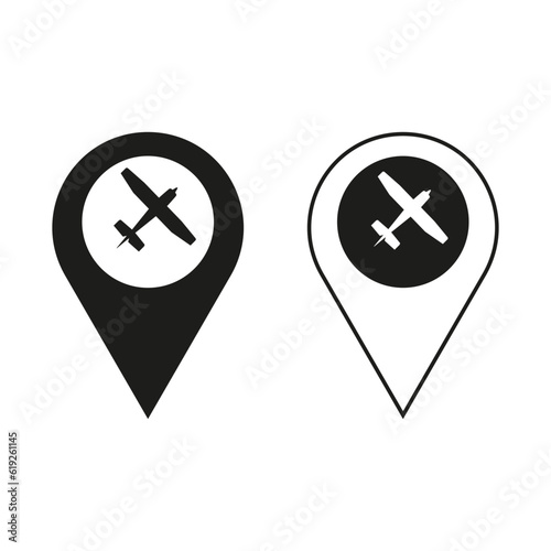 Free Download Airplane in location pin symbol. Plane, aircraft icon set. Vector illustration. stock image. - GFXLoad