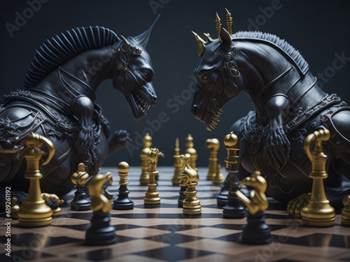 Chess battle concept idea. Generative AI 