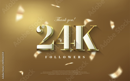Thank you 24k followers background, shiny luxury gold design. photo