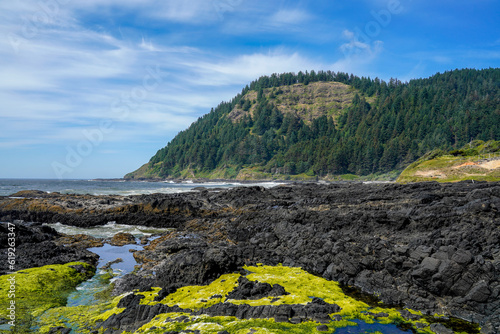 Tide pools at Cape Perpetua in Oregon, USA. Thor's Well Location. photo