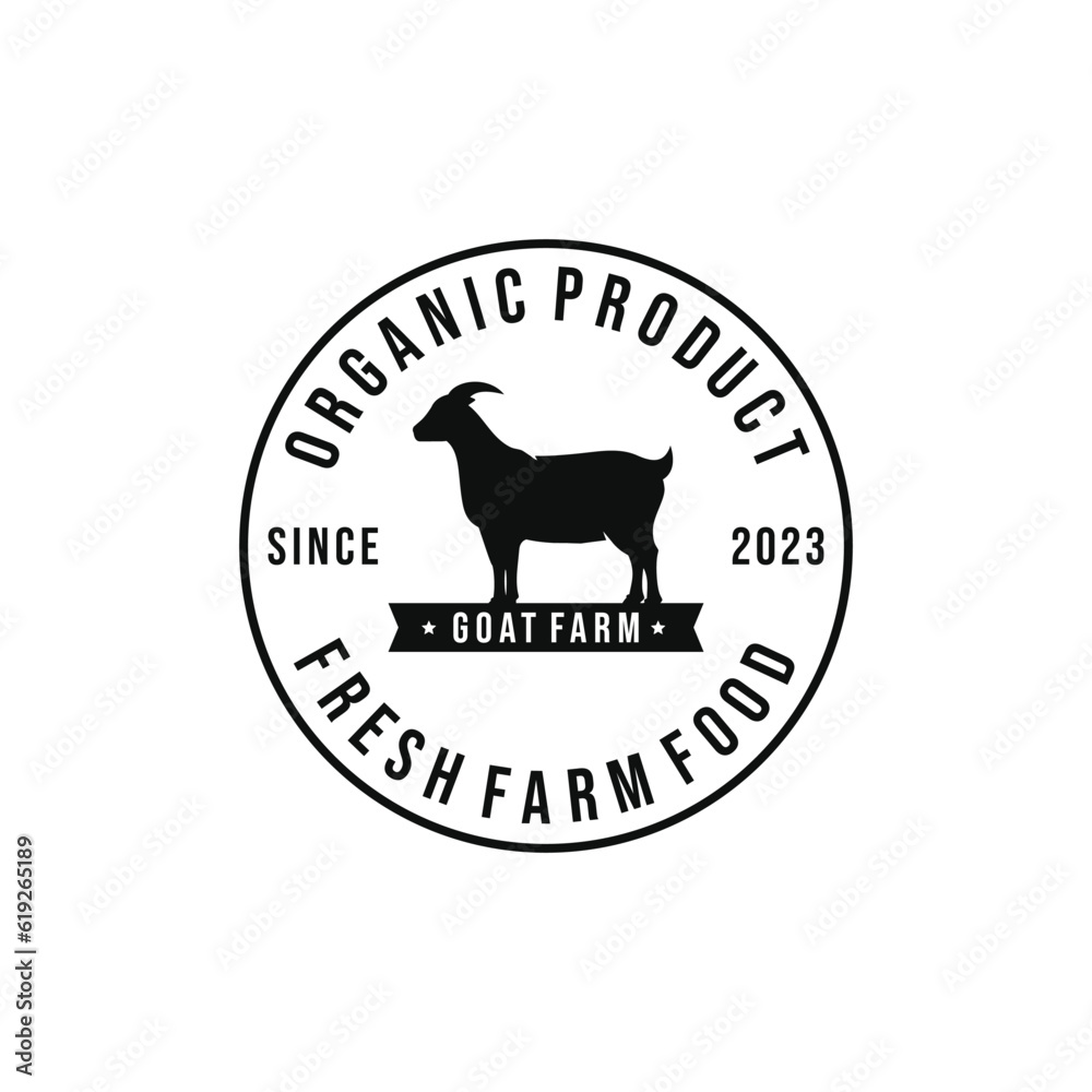 Goat farm logo design vector illustration. Livestock logo vector