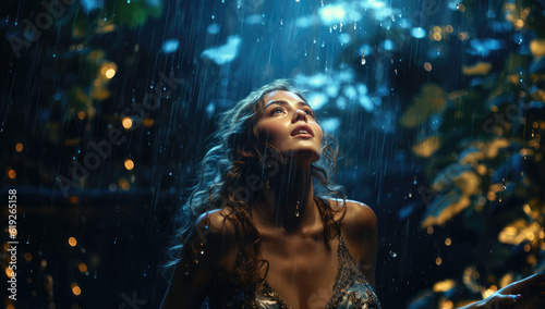 Ethereal Water Drops. Women Posed in the Style of Glistening Water Droplets. AI Generative