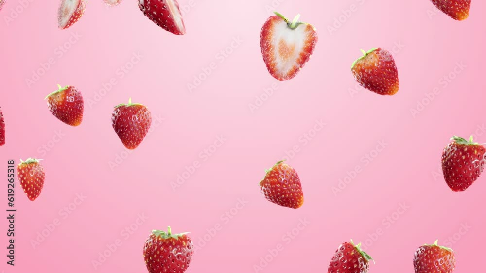 Strawberry falling with alpha for overlay