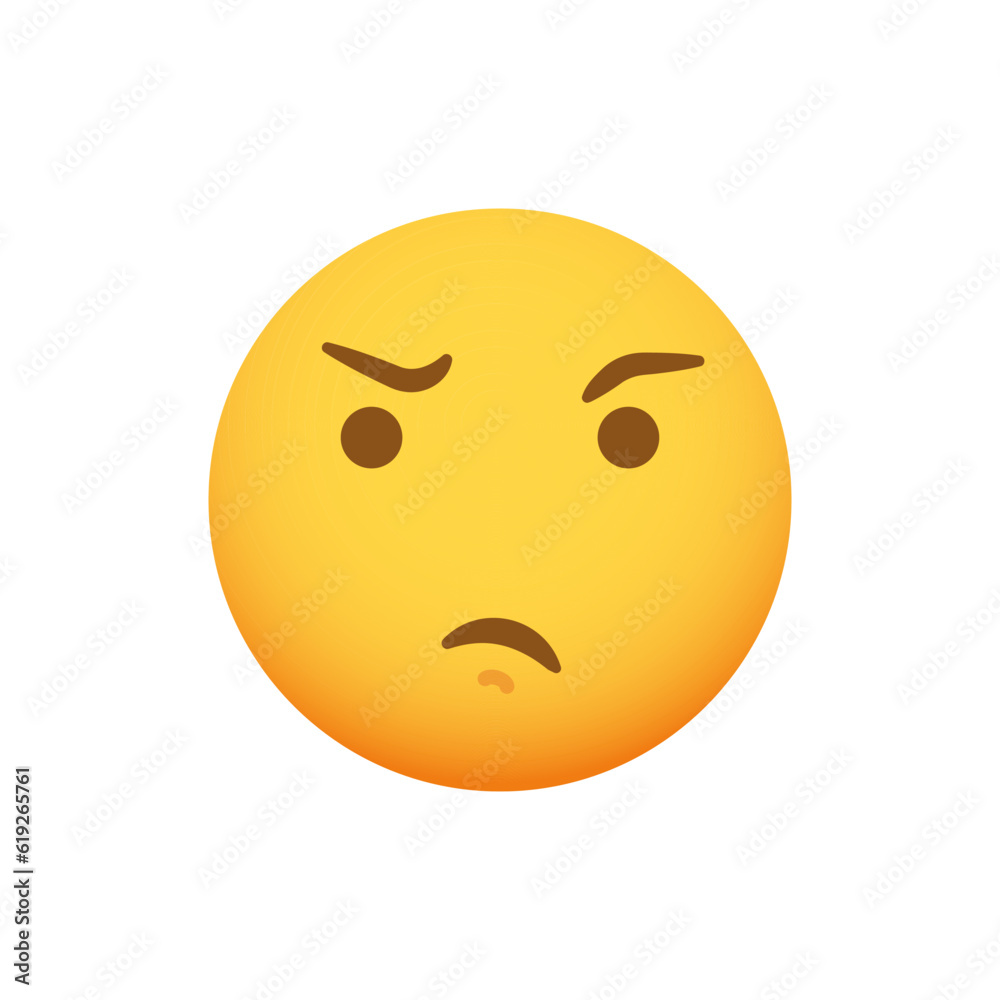 Disapproval emoticon. Emoji smiley vector icon Disapproval emoticon. Emoji smiley vector icon