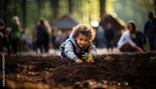 Growing a Better World: Watch as a Young Kid Plants Trees, Demonstrating the Significance of Nature's Conservation 