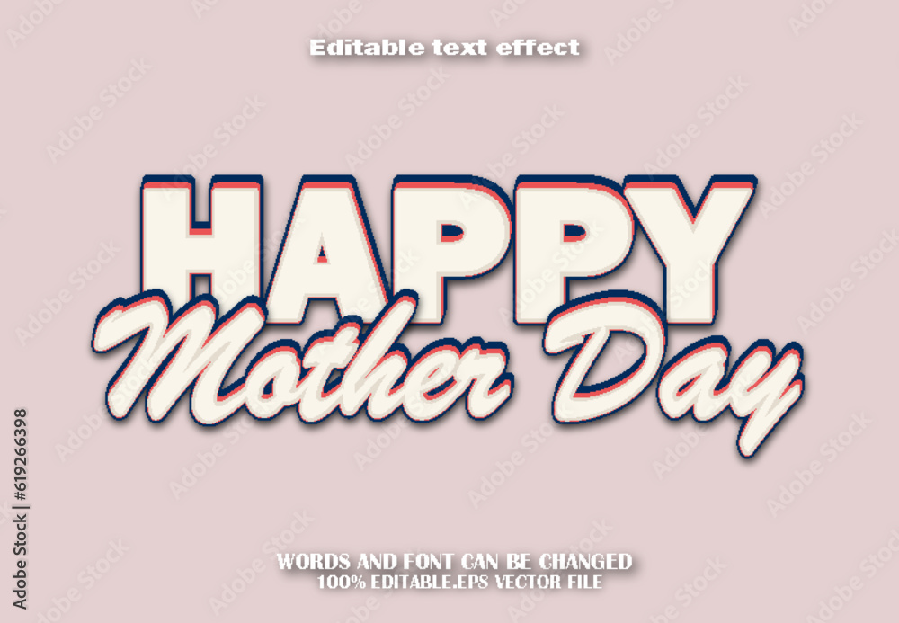Happy Mother Day Editable Text Effect 3d Cartoon Style