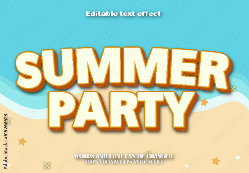Obraz premium Summer Party Editable Text Effect 3d Cartoon Style