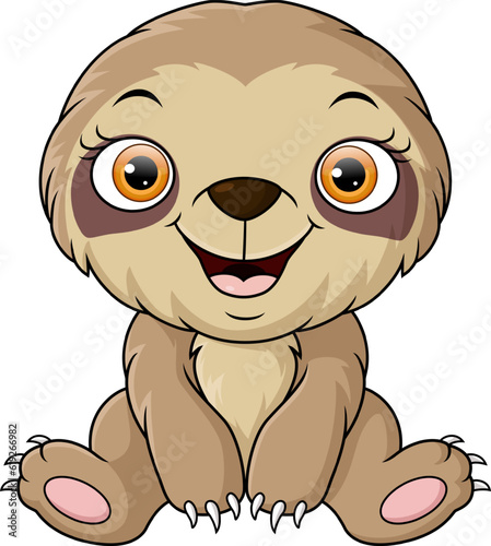 Cute little sloth cartoon sitting