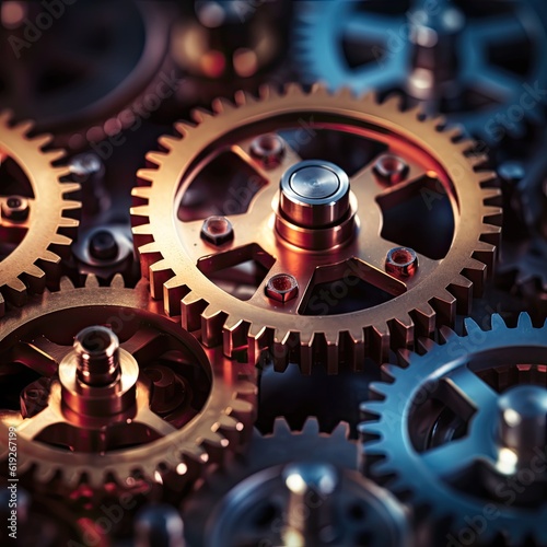 Abstract image of gears and cogs symbolizing innovation and progress 