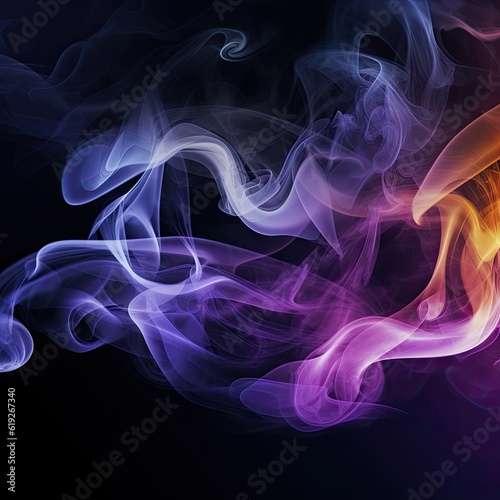Abstract smoke swirls on a dark backdrop generative AI
